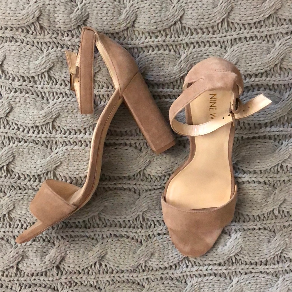 Nine West Tan Suede Block Heels